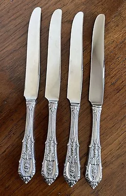 Nice 4-Pc Set Vtg Wallace “Rose Point” Sterling Silver Handle 9” Knives No Mono • $74