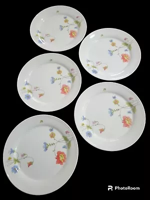 Mikasa 'Just Flowers'  7 5/8 Inch Salad Plates Set Of 5 Bone China  A4-182... • $65