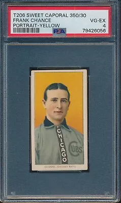 1909 T206 Sweet Caporal 350/30 Frank Chance Portrait - Yellow Psa 4 Vg-ex Hof • $1192.06