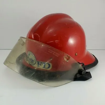 Vintage Fire Fighters Equipment Red Helmet Retired Newport Beach FD Ca • $115