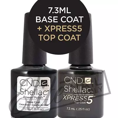 CND SHELLAC Base Coat 7.3ml + XPRESS5 Top Coat 7.3ml + FREE Remover Wraps 10ct • $43.95