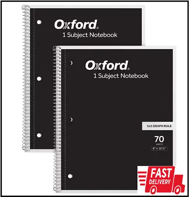 Oxford Spiral Notebook 2 Pack 1 Subject 5 X 5 Graph Paper 8-1/2 X 10-1/2 Inch... • $10.71