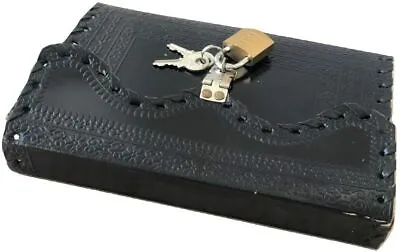 Leather Journal Planner Writing Notebook Antique Black Diary With Lock & Key1 • $123.51