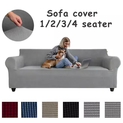 Sofa Covers Elastic Slipcover Settee Stretch Couch Protector 1-4 Seater Easy Fit • £13.99