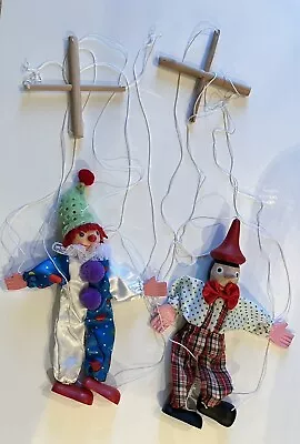 Lot Of 2 Fairyland Intl Marionettes-Pinocchio & Clown • $7.99