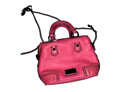 $60 • Buy OROTON Hot Pink Crossbody Hip Bag With Black Metal Chain Strap - Hardly Used