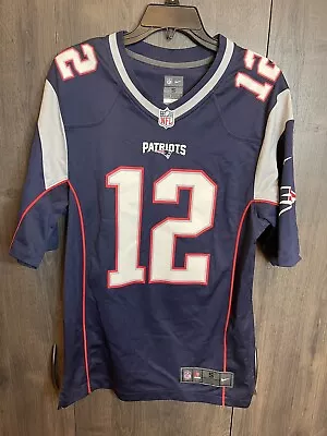 Nike On Field NFL New England Patriots Tom Brady 12 Blue Jersey Adult Small • $31.99
