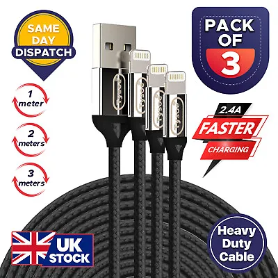 USB Cable For Apple IPhone 11 7 8 6 5s X Long Charger Charging Fast Lead 2m 3m • £7.99