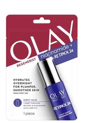$11.95 • Buy Olay Regenerist Niacinamide + Retinol24 Face Sheet Mask X2 Free Post