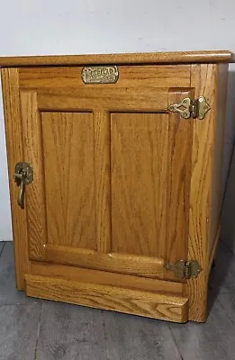 Vintage White Clad Oak Wood Ice Box Nightstand Cabinet Chest End Table • $215