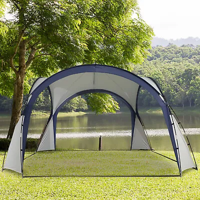 Outdoor Gazebo Event Dome Shelter Party Tent For Garden Camping Cream And Blue • £73.99