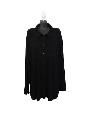 Vikki Vi Size 3X Button Front Blouse Tunic Long Sleeve Black Space Dye • $25