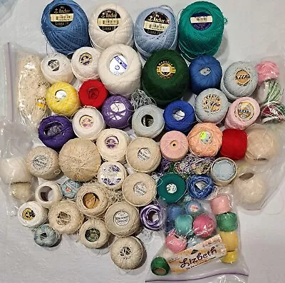 HUGE Lot Lace Tatting Crochet Thread DMC Lizbeth Anchor Royal Scty Dexter Flora • $31.99