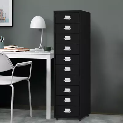 Black Steel Office Metal Filing Cabinet Drawer Cupboard On Castors 5/6/8/10 Draw • £45.95