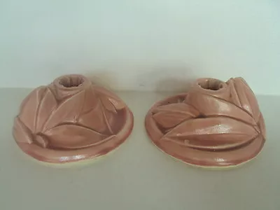 Vintage Original Two Pink Nelson McCoy Lily Candlestick Holders. • $74.99