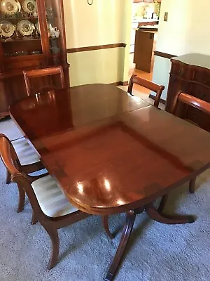 Morganton Mahogany 8 Pc Dining Room Furniture W 3 Table Ext In Great Condition • $399