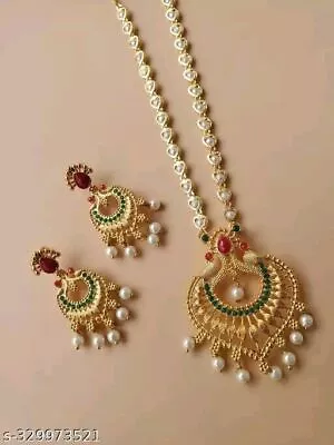 Indian Ethnic Bollywood Gold Plated Pearl Fashion Bridal Jewelry Necklace Set • $27.28