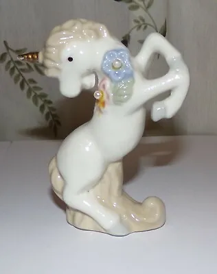 Vintage Unicorn Figurine W/Flowers Ceramic • $6.99