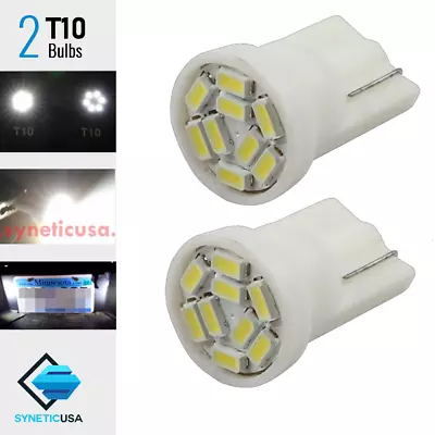 2x T10 168 194 921 6000K White 9-LED License Plate/Interior Light Bulbs 2821 193 • $6.37