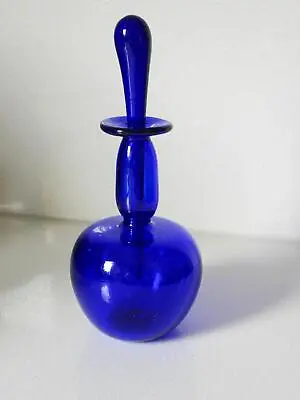 Bristol Blue Glass PERFUME BOTTLE - Signed From The Bristol Glass Studio UK • $50