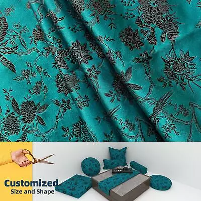 Bn105*Fabric/Cushion Cover/Runner*Bird Peacock Green Faux Silk Kimono Brocade • £32.45