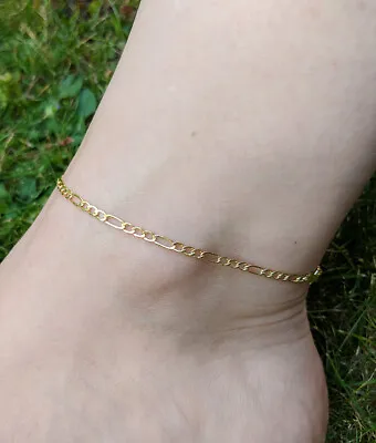 Fine 9ct Yellow Gold Figaro Anklet / Ankle Bracelet 9″ & 10″ • £109