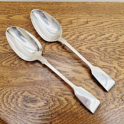 Chawner & Co 1860  Pair Silver Fiddle Table Serving Spoons George William Adams • £140