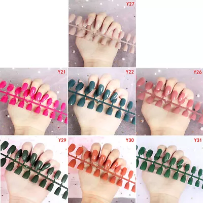 24Pcs Fashion False Nails Acrylic Gel Full French Fake Nails Art   Tools J^q QH • $1.31