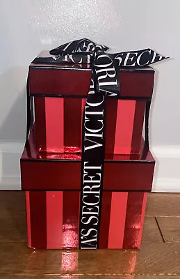 Victoria's Secret Display Present Box Set Red Striped Collectible Store Prop • $35.99