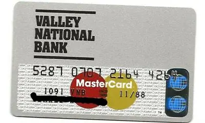 Vintage Credit Card Valley National Bank MasterCard Exp 1988 • $4