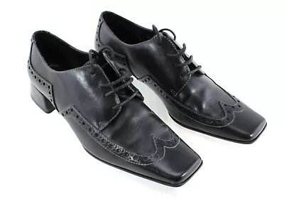 Sally O Hara Ladies Black Leather Dress Shoes:  3cm Heel : Size 4 : New • £34.99
