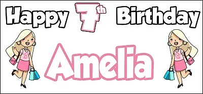 Glamour Girl 7th Birthday Banner X2 - Party Decorations - Personalised ANY NAME • £7.95