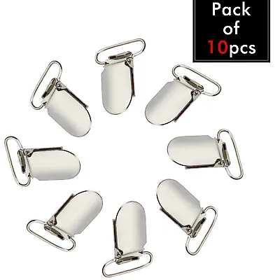 10x Unisex Silver Metal Suspender Dummy Clips Braces Plastic Teeth Toy Holder • £4.45