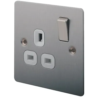  Plug Socket Stainless Steel With White Inserts • £5