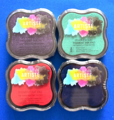 £5.49 • Buy Docrafts Artiste Pigment Ink Pads For Stamping X 4 - Blue, Red, Green + Violet