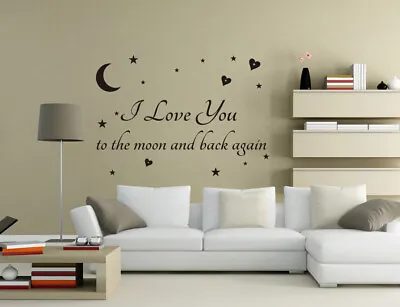 We Love You To The Moon And Back Vinyl Wall Stickers Mural Decal Decor UK PQ177 • £5.81