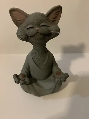 Happy Cat Meditating Cat Statue Resin 5” Resin • $18