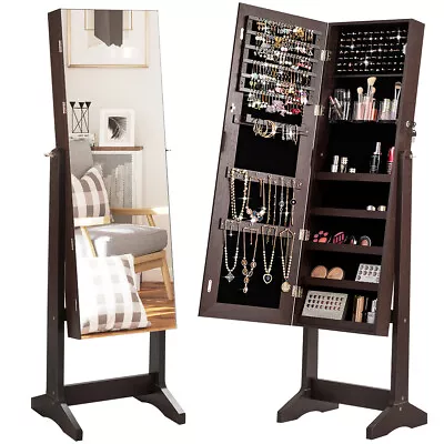$129.90 • Buy Jewelry Cabinet Armoire Lockable Standing Storage Organizer W/Full-Length Mirror