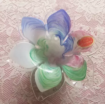 Lavorazione Arte MURANO Made In Italy Pulled Art Glass Flower Vase Bowl Dish • $7.99