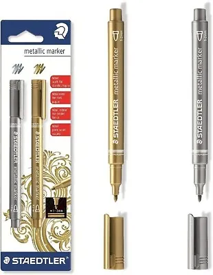 Staedtler Metallic Marker Pens - Set Of 2 Pens - Gold And Silver - 8323-S BK2 • £4.99