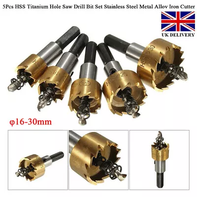£10.98 • Buy 5Pcs HSS Titanium Hole Saw Drill Bit Set Stainless Steel Metal Alloy Iron Cutter