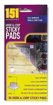 Sticky Hook & Loop Pads Self Adhesive Pads Sticky Pads Reusable Sticky Pads 1PC • £2.65