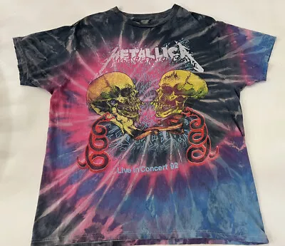 METALLICA CONCERT TOUR SKULLS TEE T SHIRT WOMAN’S LARGE Men’s MEDIUM Tie Dye • $8.99