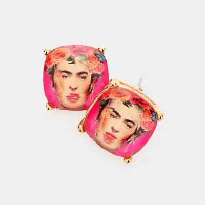 Brand New Boutique Frida Kahlo Fiesta Cushion Square Stud Earrings • $12