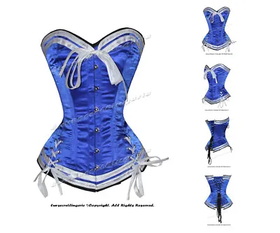 Heavy Duty 22 Double Steel Boned Waist Training Satin Overbust Corset #8409-SA • $59.99