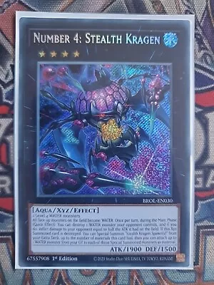Number 4 Stealth Kragen BROL-EN030 Secret Rare Near Mint 1st Edition Yugioh • £6.39