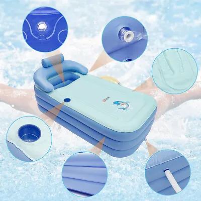 Inflatable Adult PVC Folding Portable Blow Up Bathtub Bath Tub Spa Warm Foldable • $45