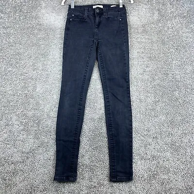 Mudd FLX Stretch Skinny Denim Jeans Women's Size 1 Black Low Rise Charcoal Wash • $11.37