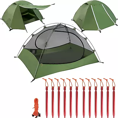Lightweight 2-Person Backpacking Tent - 3 Season Ultralight Waterproof Camping T • $117.99