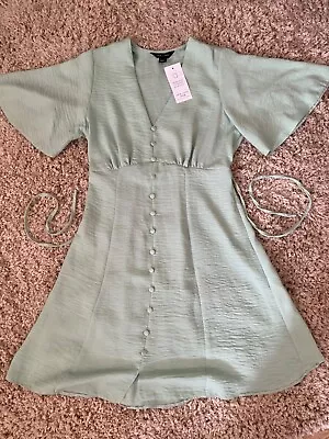 New Look Ladies Mint Green Summer Tea Empire Swing Mini Dress Bnwt Size 8 • $11.71